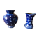 Pair of vase old gmundner keramik ceramic blue & white austria vintage