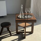 Large oval engraved platter in silver-plated metal 34x45.