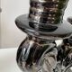 Pair of vintage iridescent black candlesticks, Vallauris style