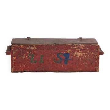 Rustic antique chest painted red – Central Europe, circa 1880