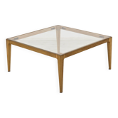 Scandinavian design coffee table in oak and glass