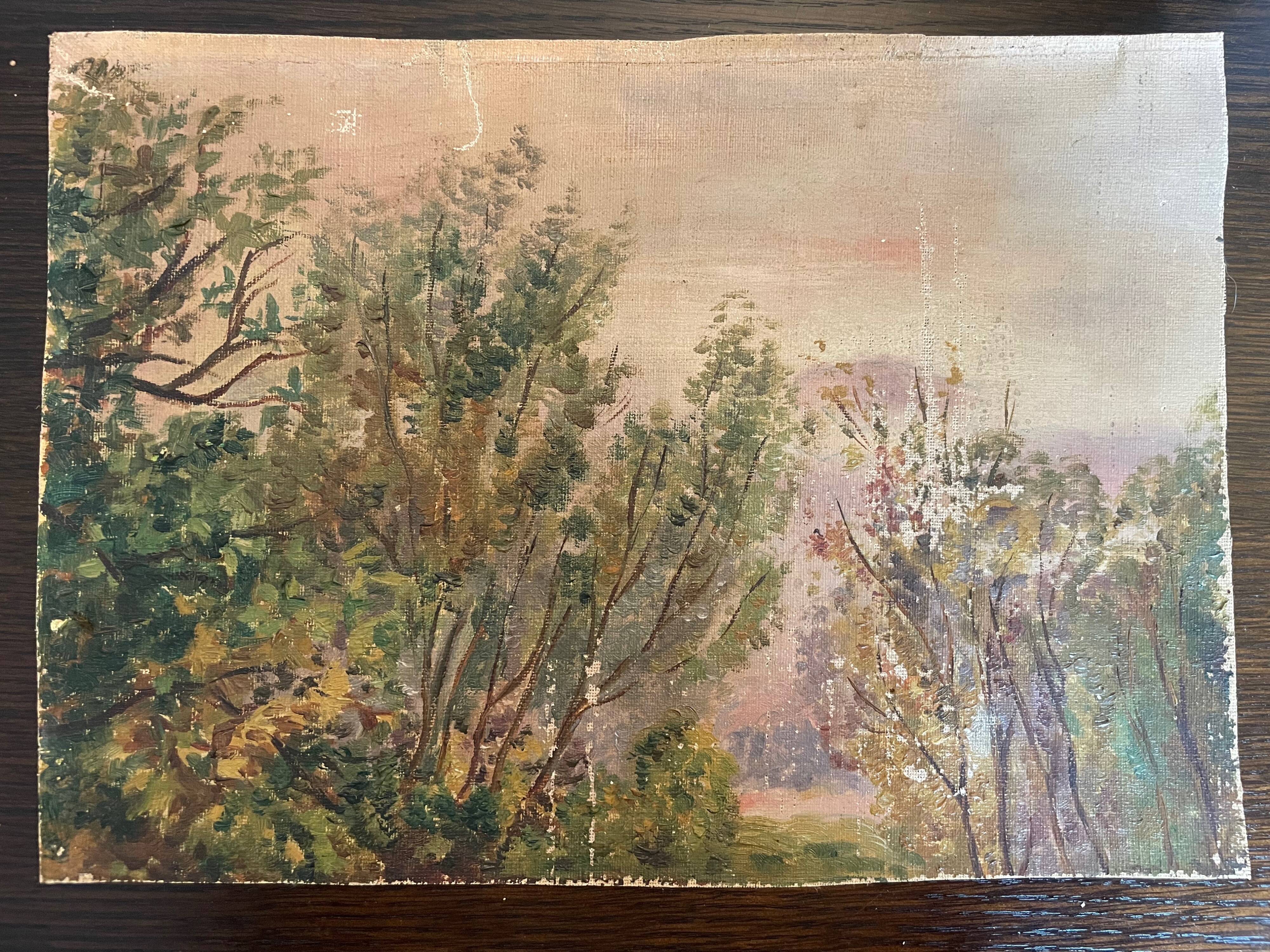 Painting old landscape early twentieth century