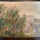 Painting old landscape early twentieth century