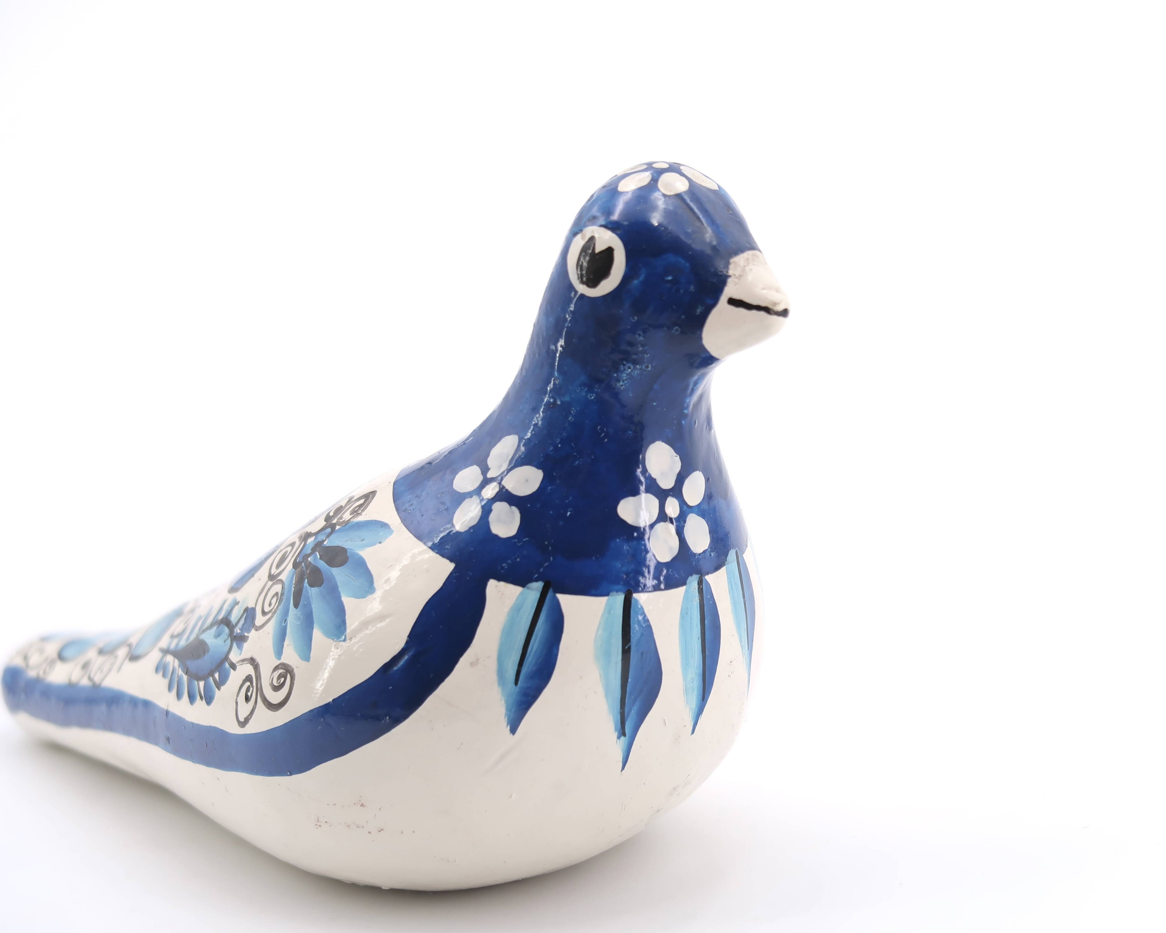 Blue and white folk bird from Mexico, 1970s