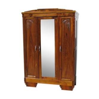 Art deco wardrobe three walnut doors