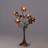 Floral lamp in brass tulle