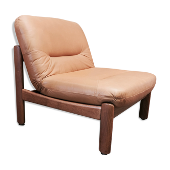 Armchair "SCANDINAVIAN DESIGN" teak and leather 1960.