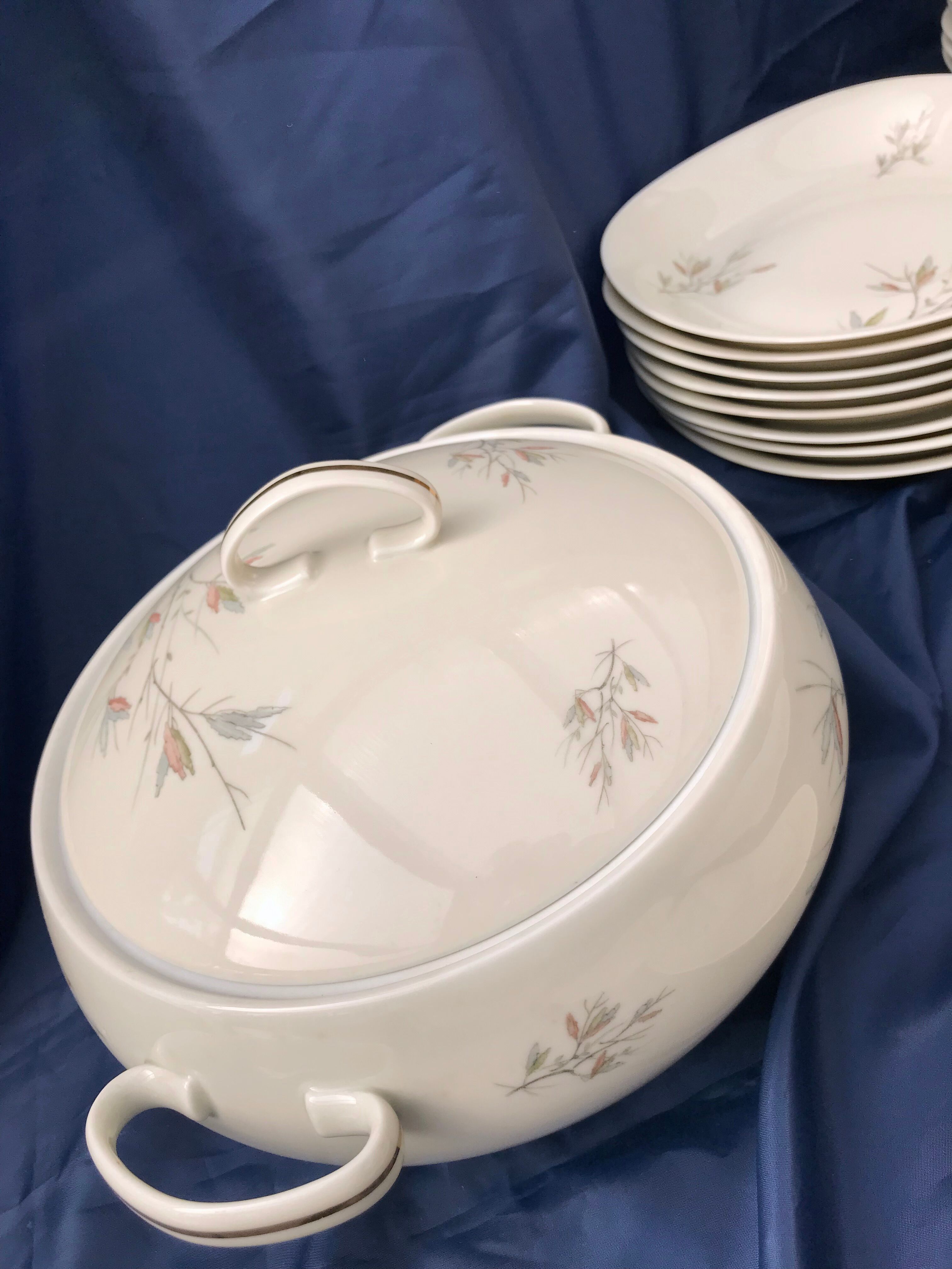 Vintage service porcelain Limoges 37 pieces france limoges unic beige gray gold