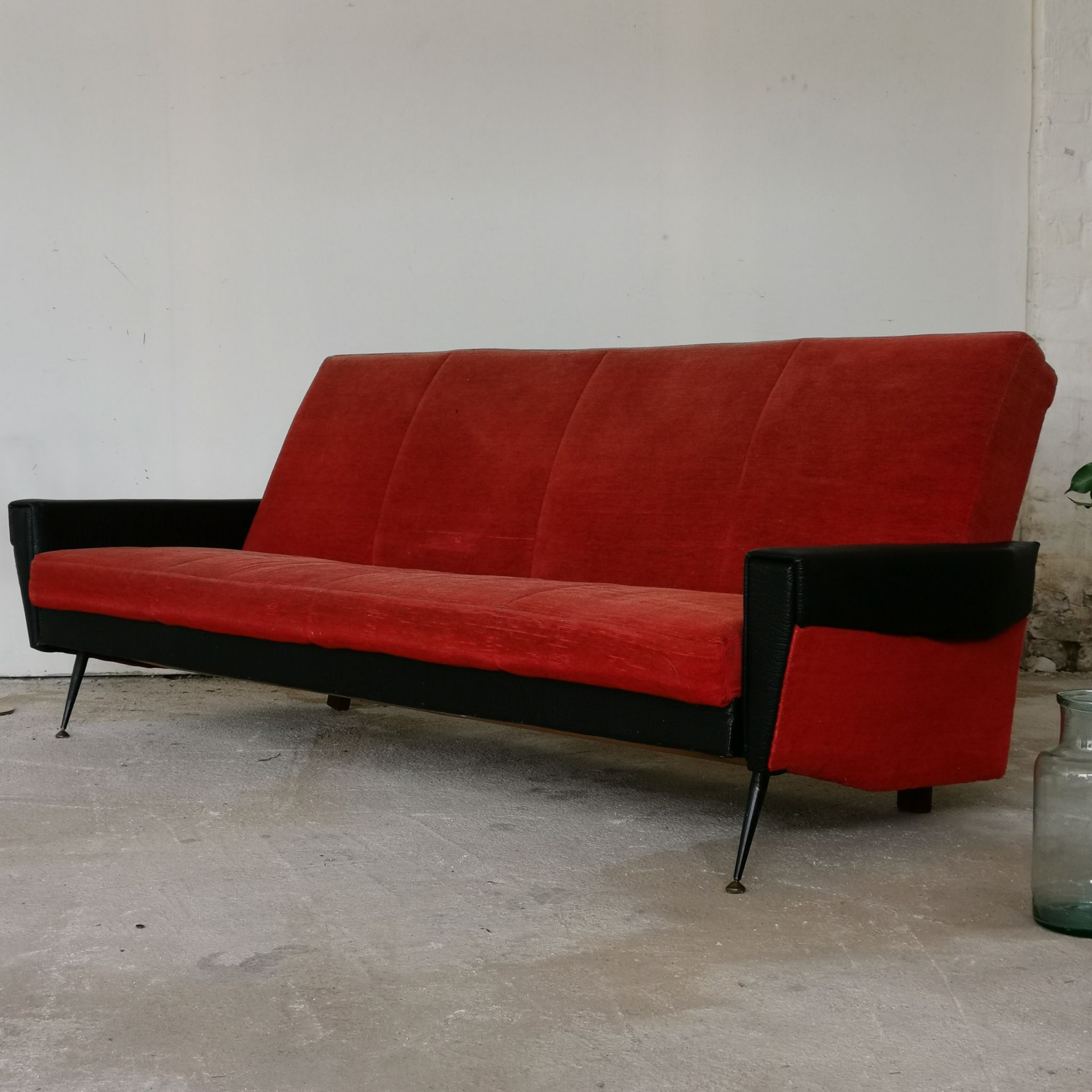 Convertible bench daybed rockabilly red and blakc 50-60s