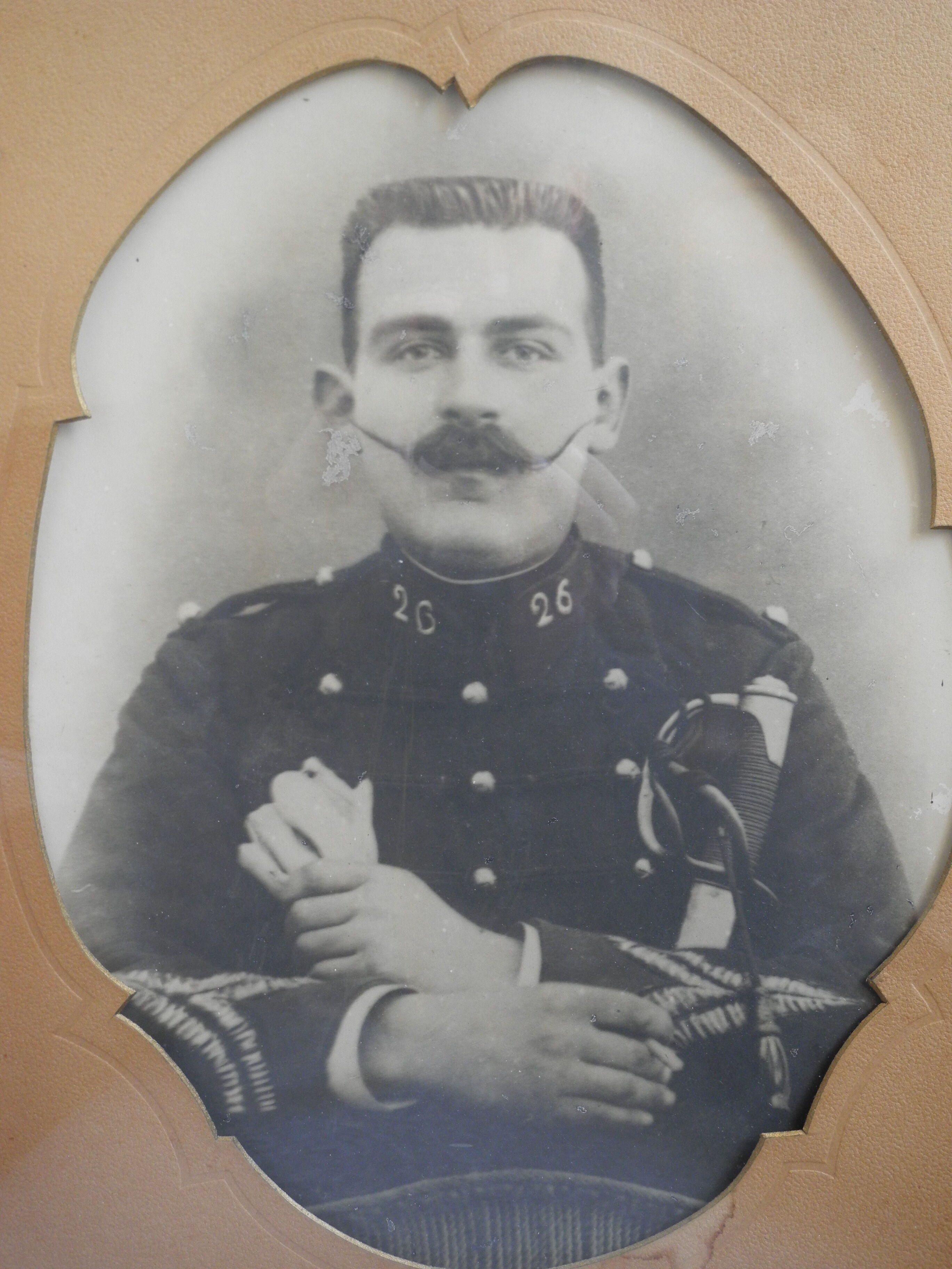 Old photograph soldier portrait, WWI soldier photo