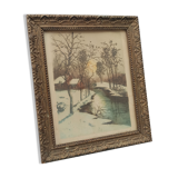 Old wooden frame of a watercolor