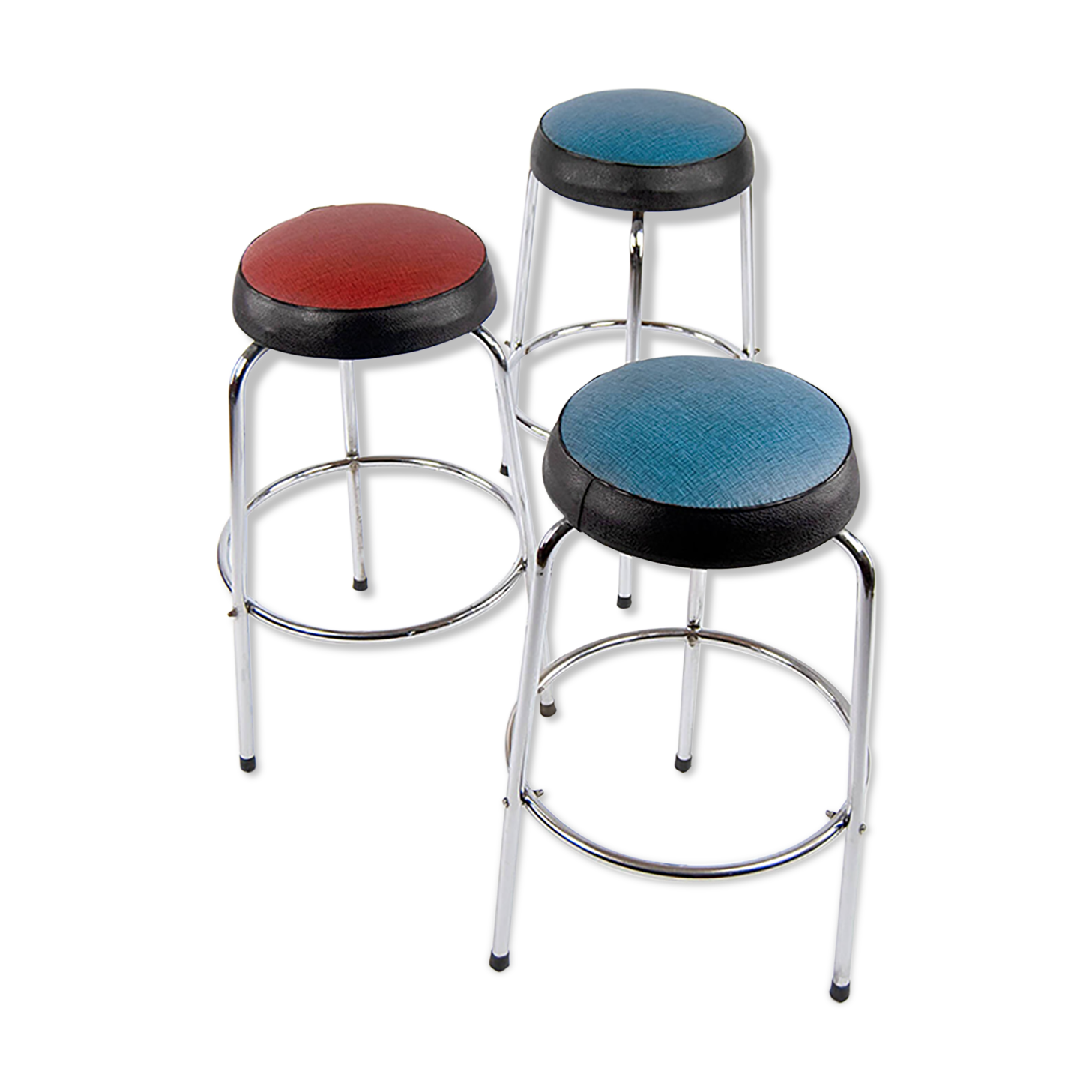Ensemble de tabourets en acier de la fin des années 50