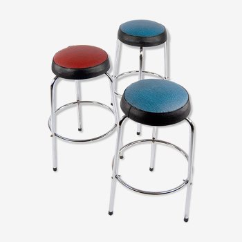 Tubular steel bar stool set from the late 50s