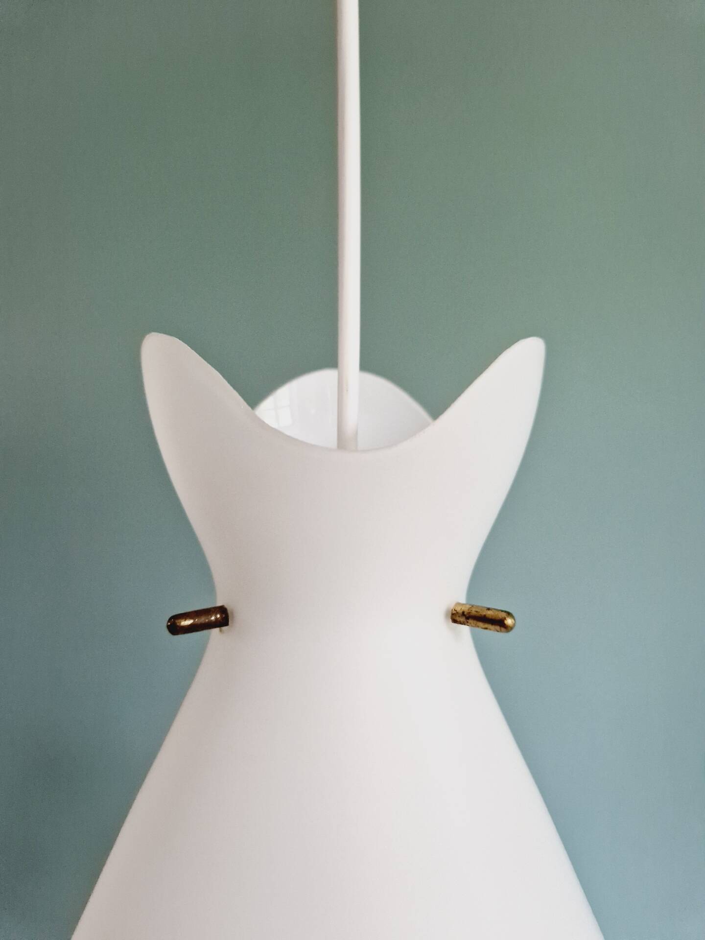 Scandinavian suspension in frosted white glass, 1960s