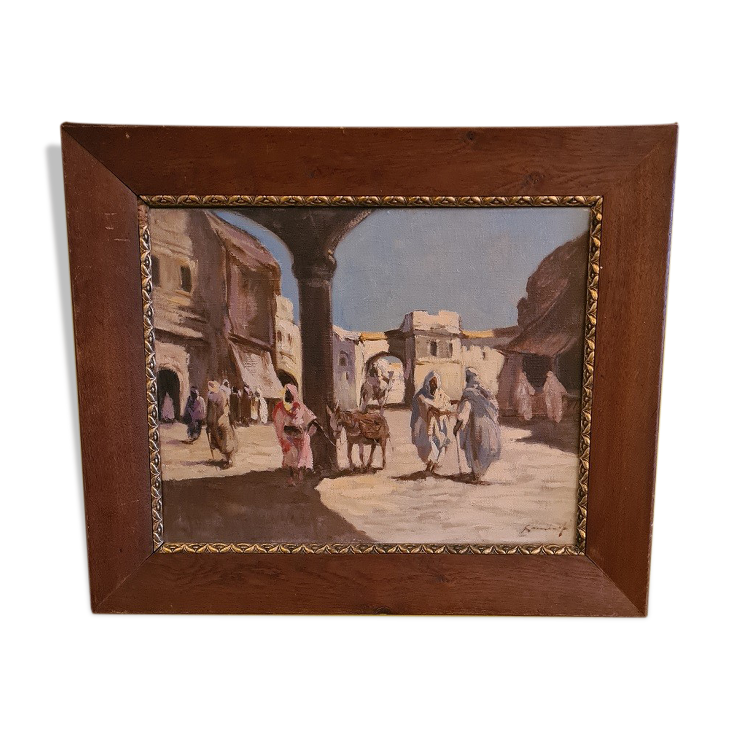 Antique Painting Oriental Scene, 1900s