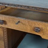 Bureau / Comptoir de Magasin Antique Art Nouveau en Chêne Sculpté, Pays-Bas, Début du 20ème Siècle