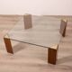 Vintage 80's table in wood, brass and glass, italian design