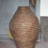 Old basket, straw and bramble, woven basket, interior decoration