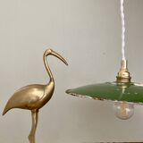 Vintage lampshade pendant light in green enameled sheet metal