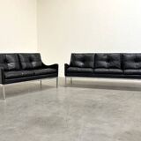 Canapé 2 places en cuir de style Bauhaus, milieu du XXe siècle, années 1960