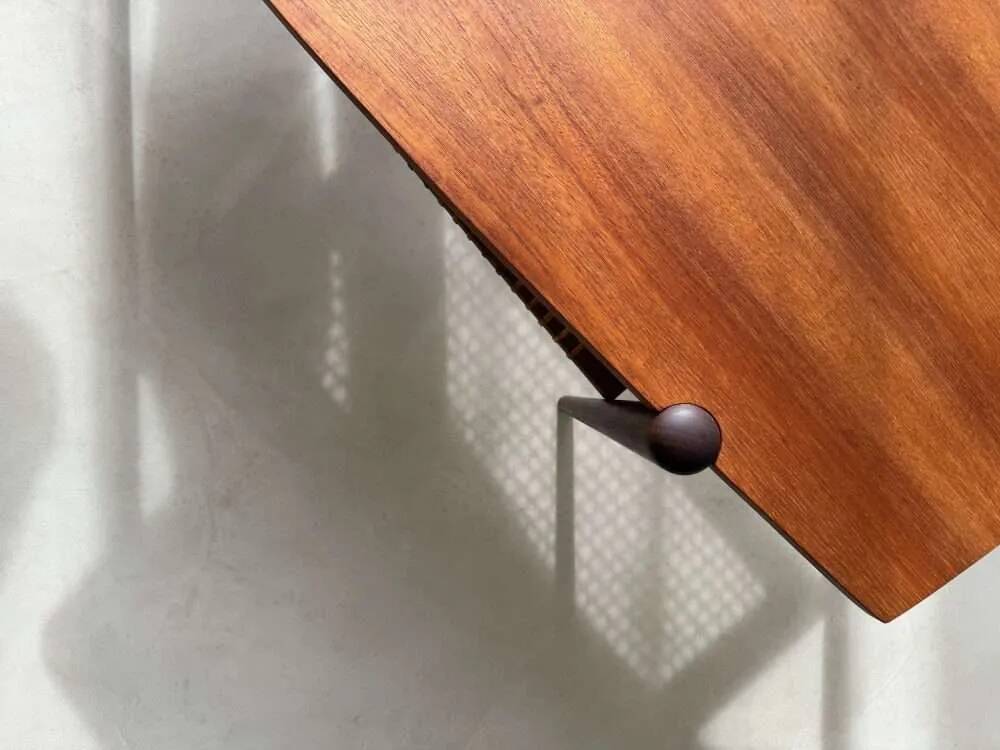 Vintage Creafort coffee table 1960s teak with rattan magazine shelf