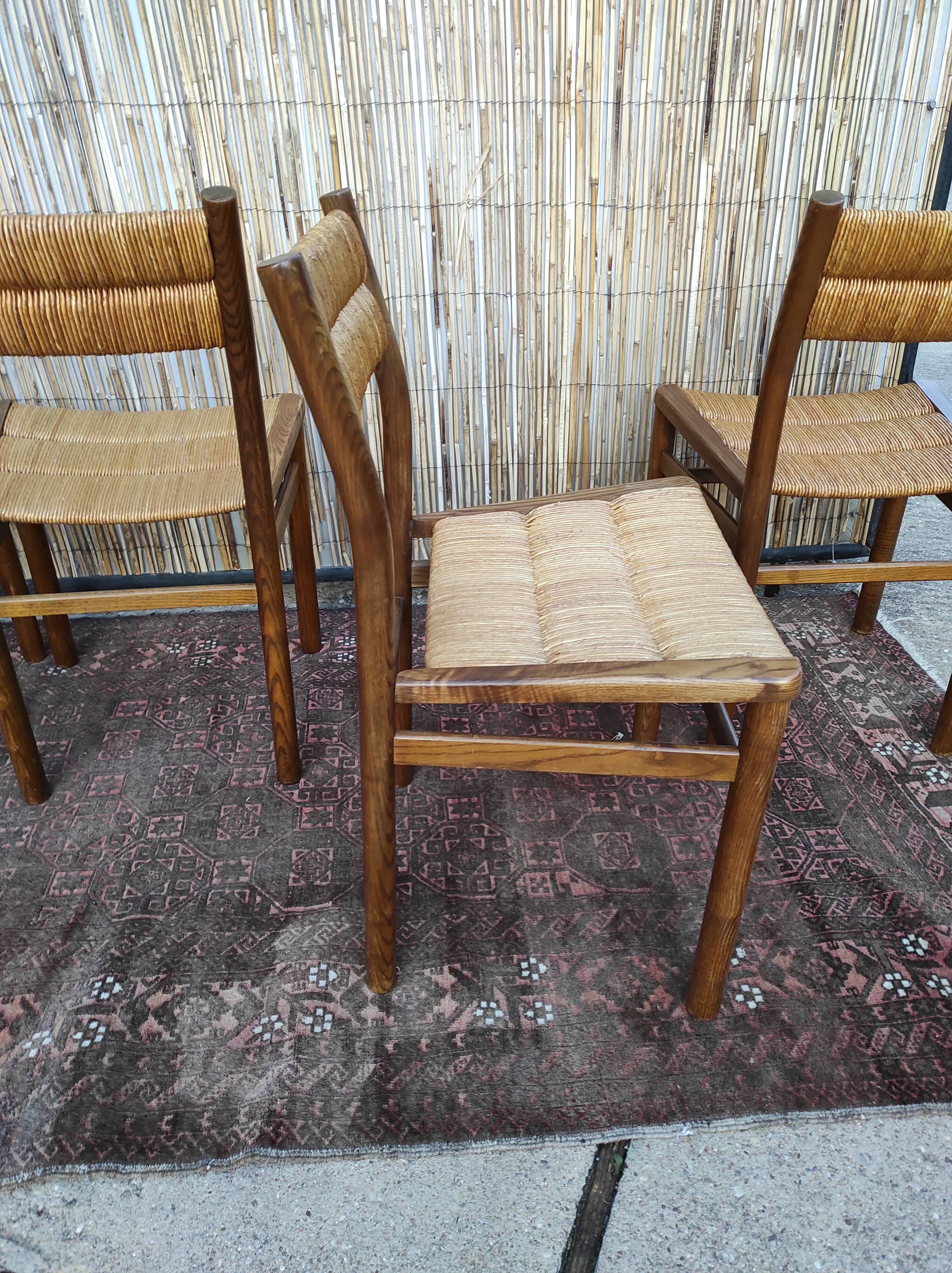Lot 4 straw chairs by Pierre Gautier-Delaye, weekend model