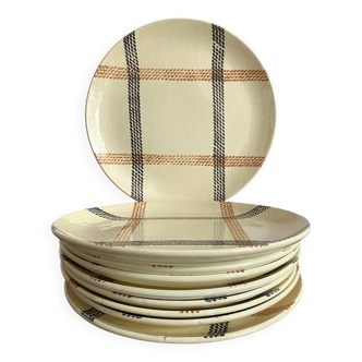 Assiettes plates "cordage" Salins France, années 50