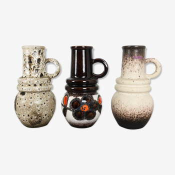 Ensemble de trois vases "Vienne" en poterie des années 1970 fabriqués par Scheurich, Allemagne