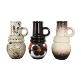 Set of three 1970s pottery fat lava "vienna" vases made by Scheurich, Germany