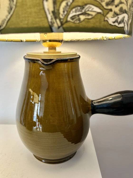 2 vase lamps made from French bistro pitchers, 1960s.