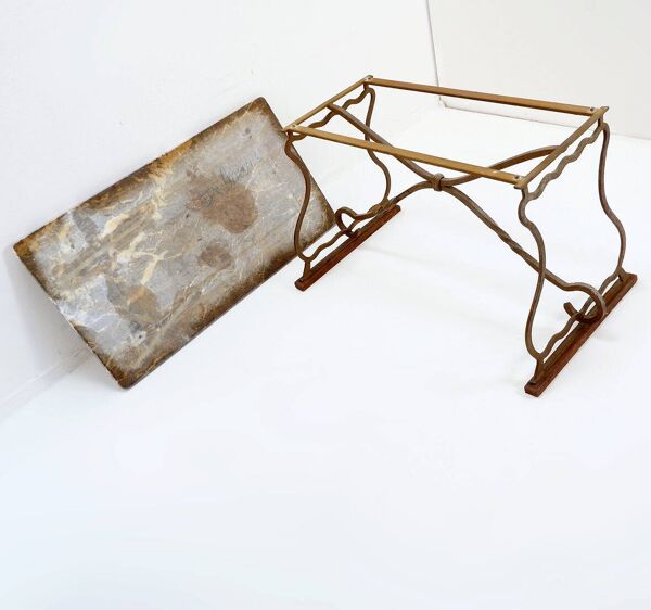 Table basse en fer forgé et marbre