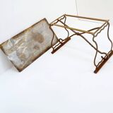 Wrought iron and marble coffee table