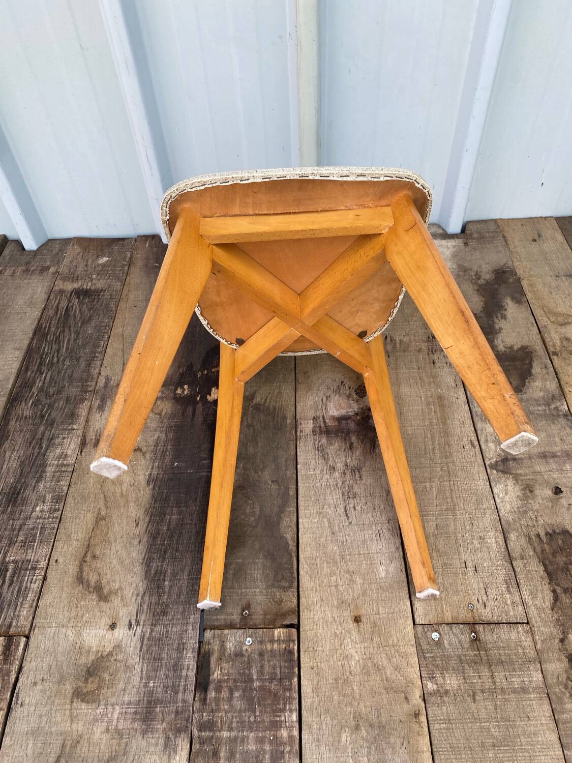 Antique Scandinavian Wooden Chair + Vintage Grey Vinyl Seat & Backrest