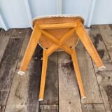 Antique Scandinavian Wooden Chair + Vintage Grey Vinyl Seat & Backrest