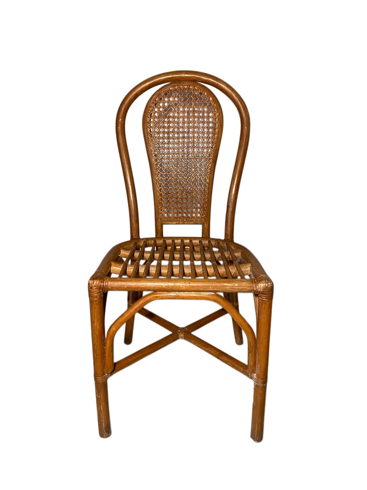 Vintage rattan chair with cane back - Bohemian style