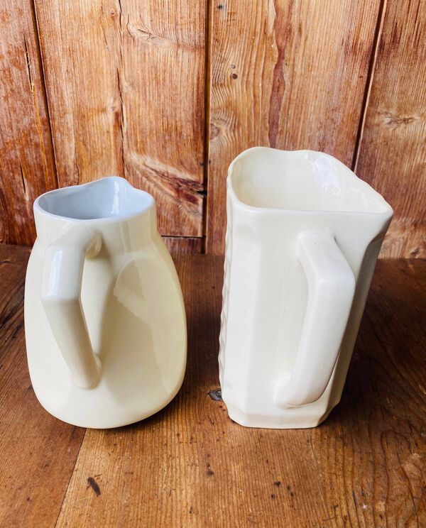 Duo de pichet ancien en céramique années 50.