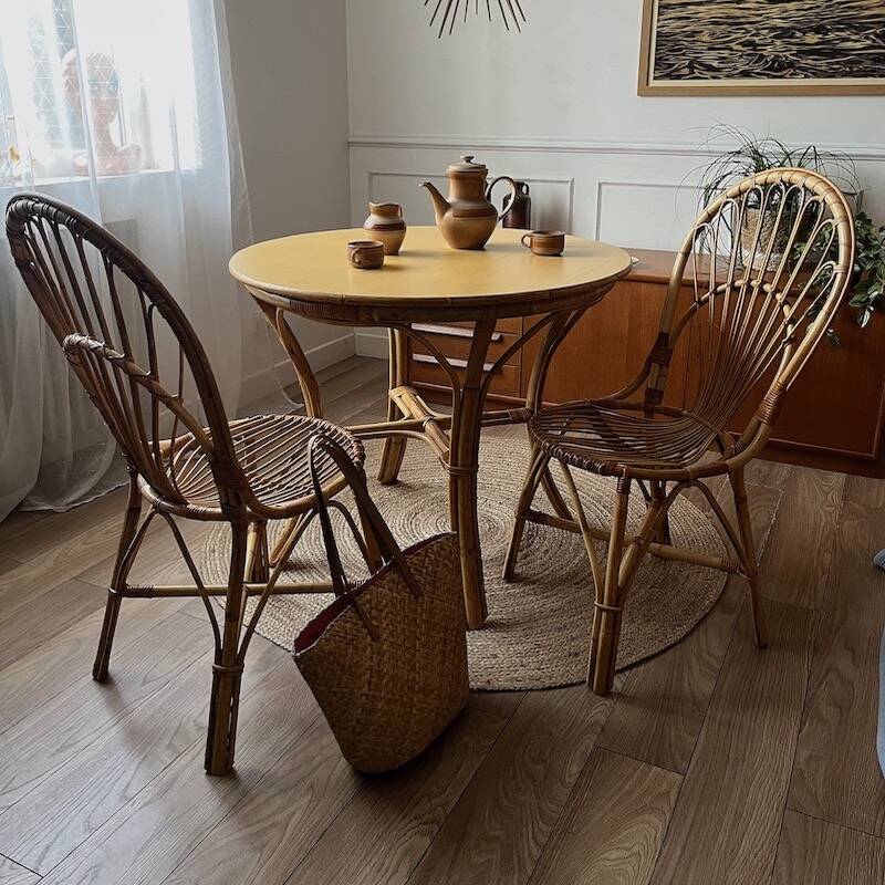 Table ronde en rotin vintage | Selency