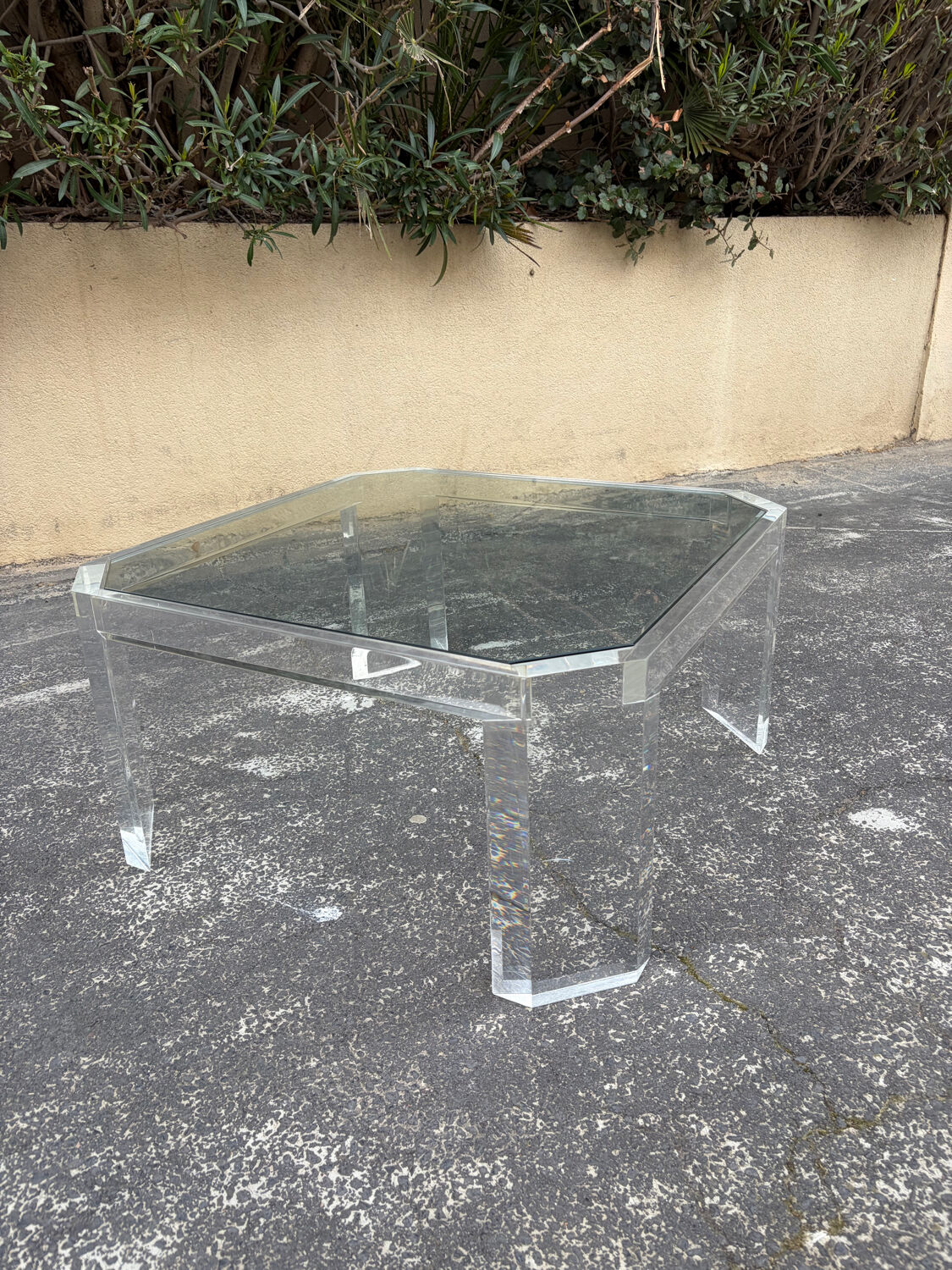 Table basse octogonale Lucite David Lange années 1970