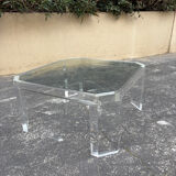 Table basse octogonale Lucite David Lange années 1970