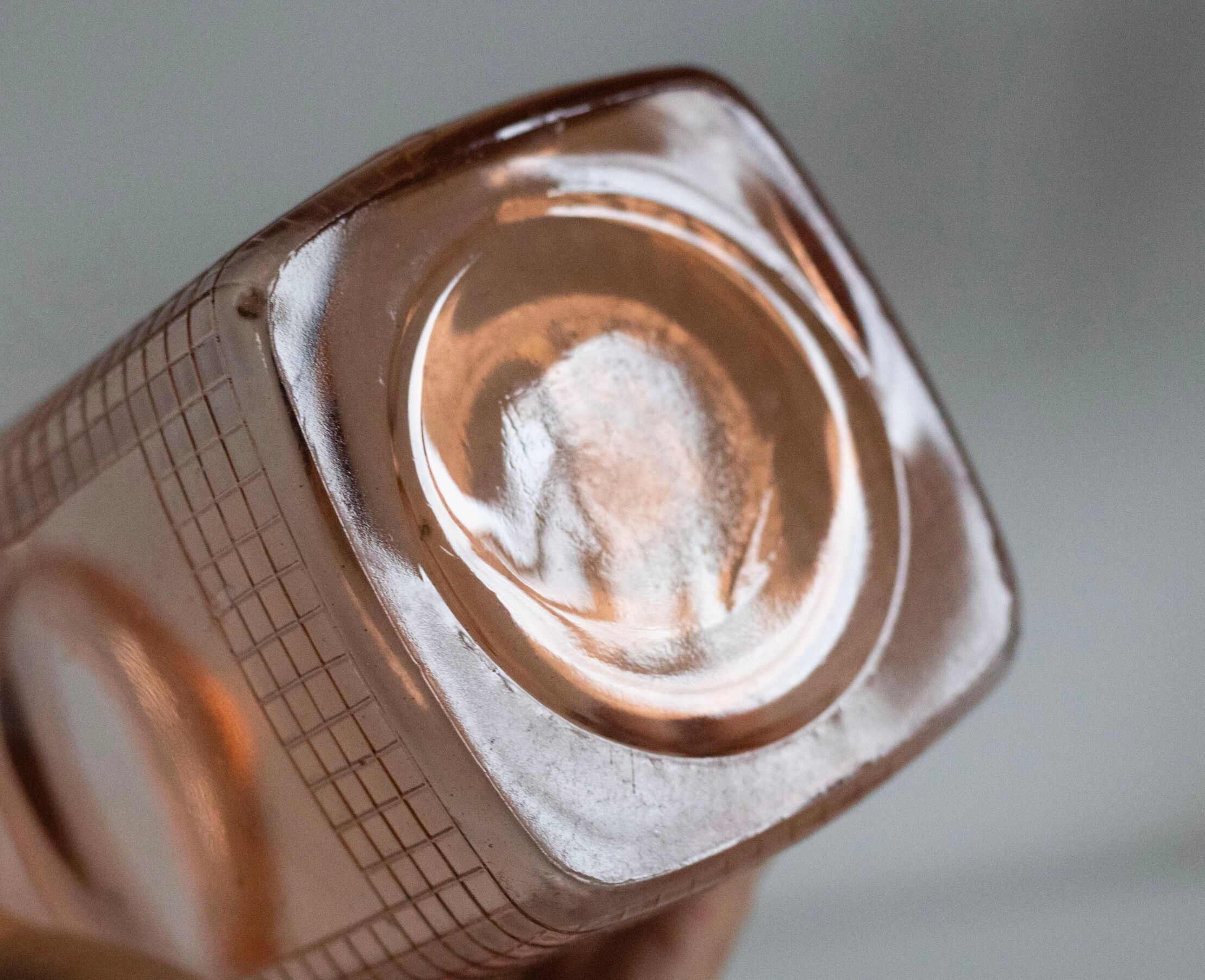 Vintage pink glass grocery jar