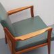 1950s armchair in cherrywood, leatherette kaki