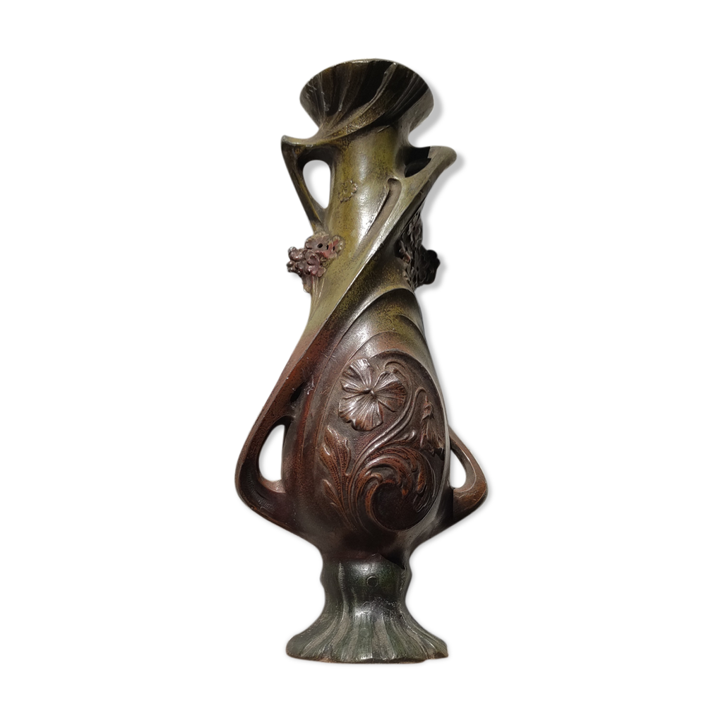 Vase en bronze et marbre signé Claude Bonnefond Selency