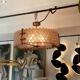Patinated brass lurstre, and Murano glass