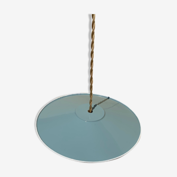 Suspension abat jour vintage bleu et blanc