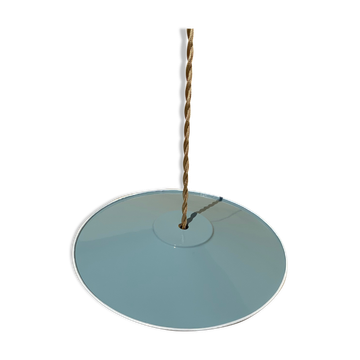 Suspension abat jour vintage bleu et blanc