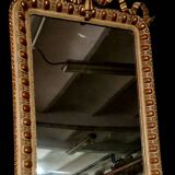 Antique gilded and lacquered mirror, original Napoleon III
