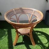High table in rattan and wicker of the 1970s