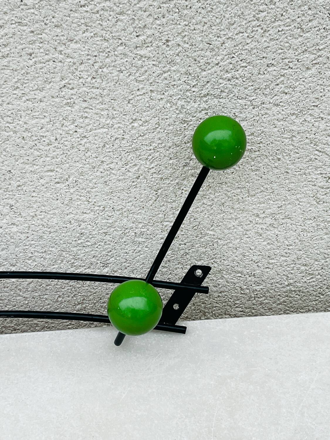 Vintage coat rack with 6 ball hooks 1960