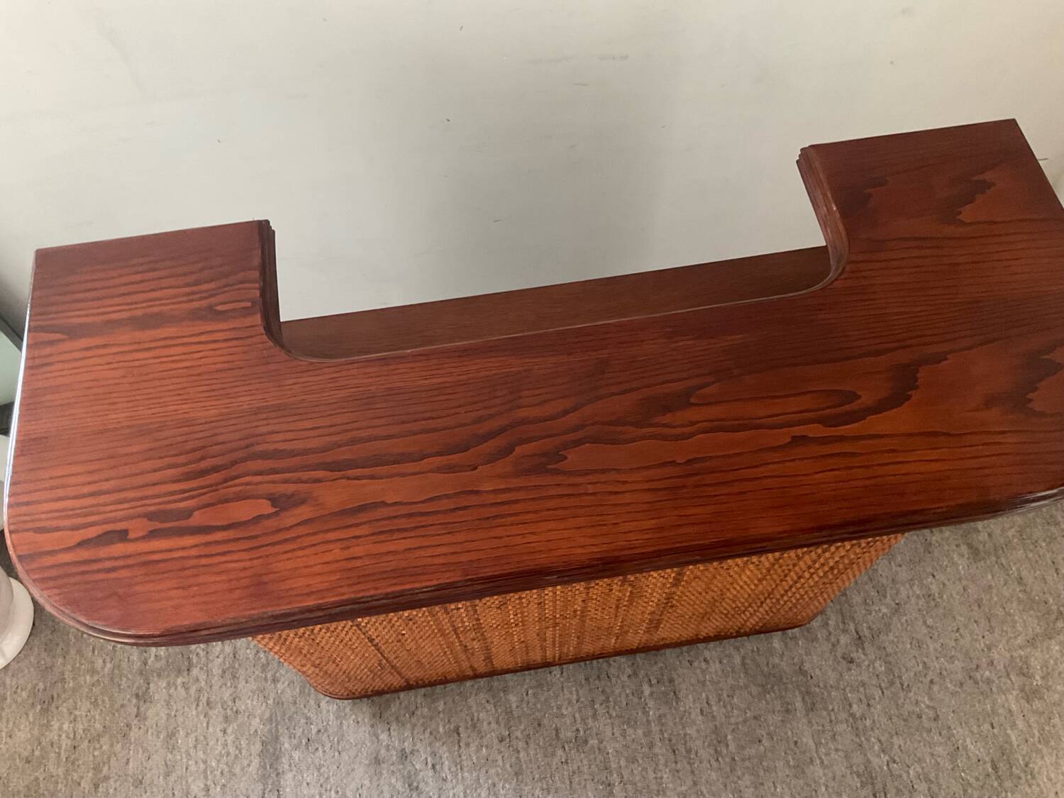 Vintage wooden and rattan counter bar