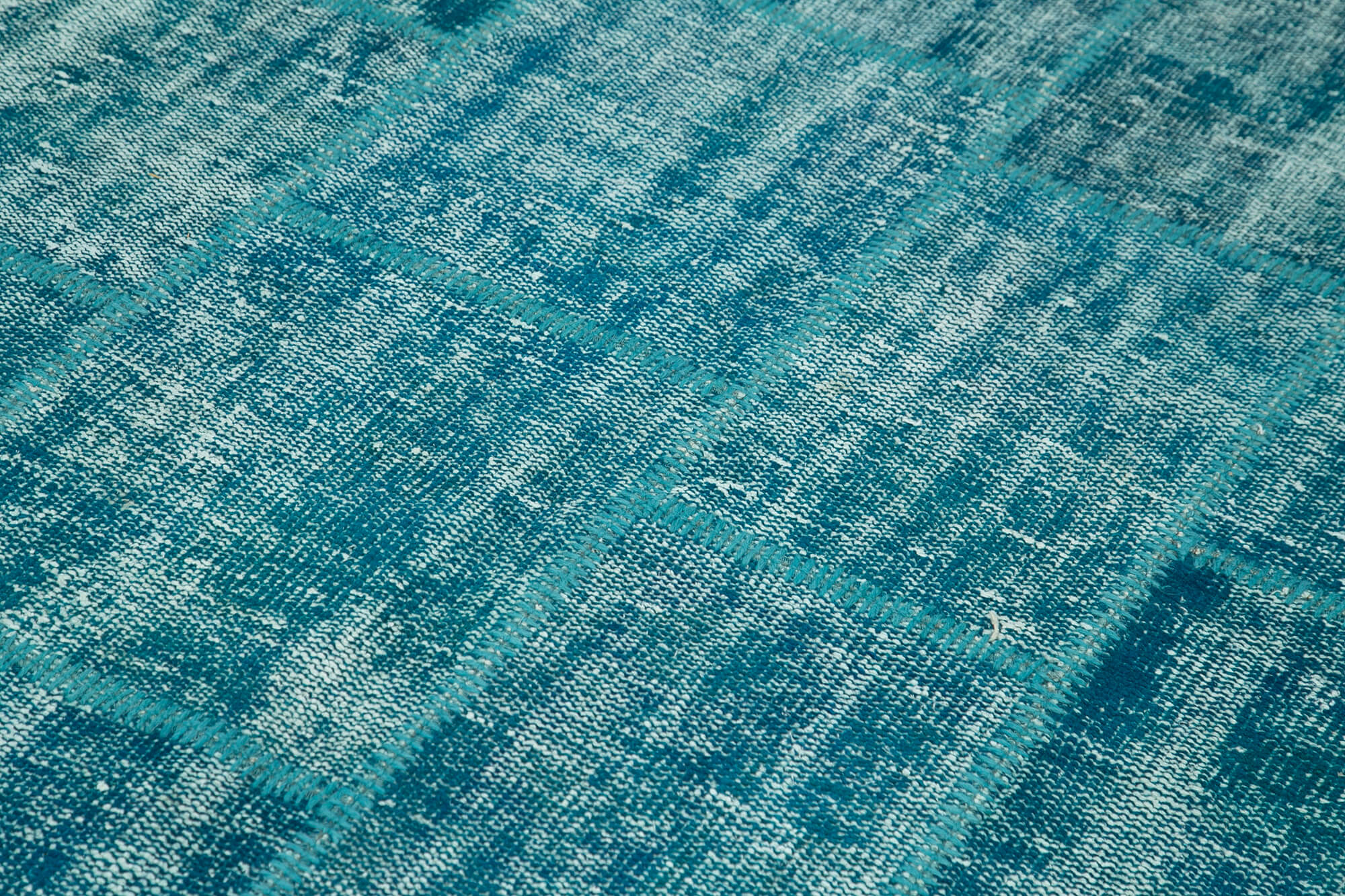 Handwoven turkish contemporary 174 cm x 247 cm turquoise patchwork carpet